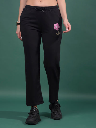Black Trackpants-Women Trackpants-Crimsoune Club