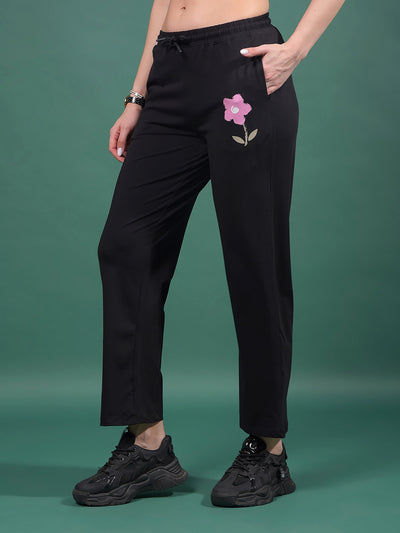 Black Trackpants-Women Trackpants-Crimsoune Club
