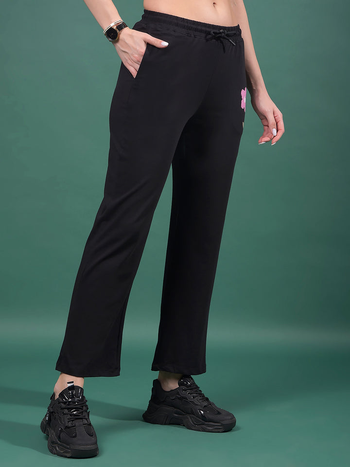 Black Trackpants-Women Trackpants-Crimsoune Club