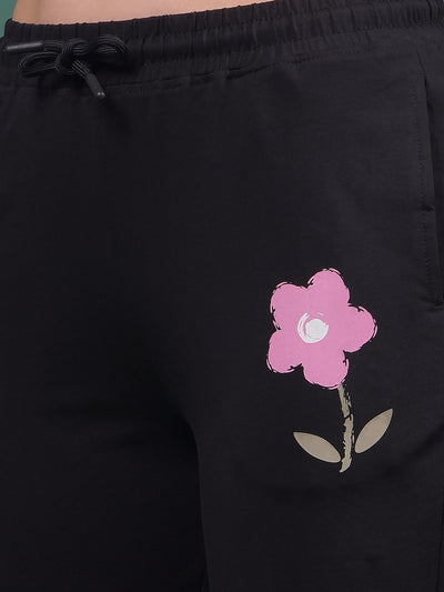 Black Trackpants-Women Trackpants-Crimsoune Club