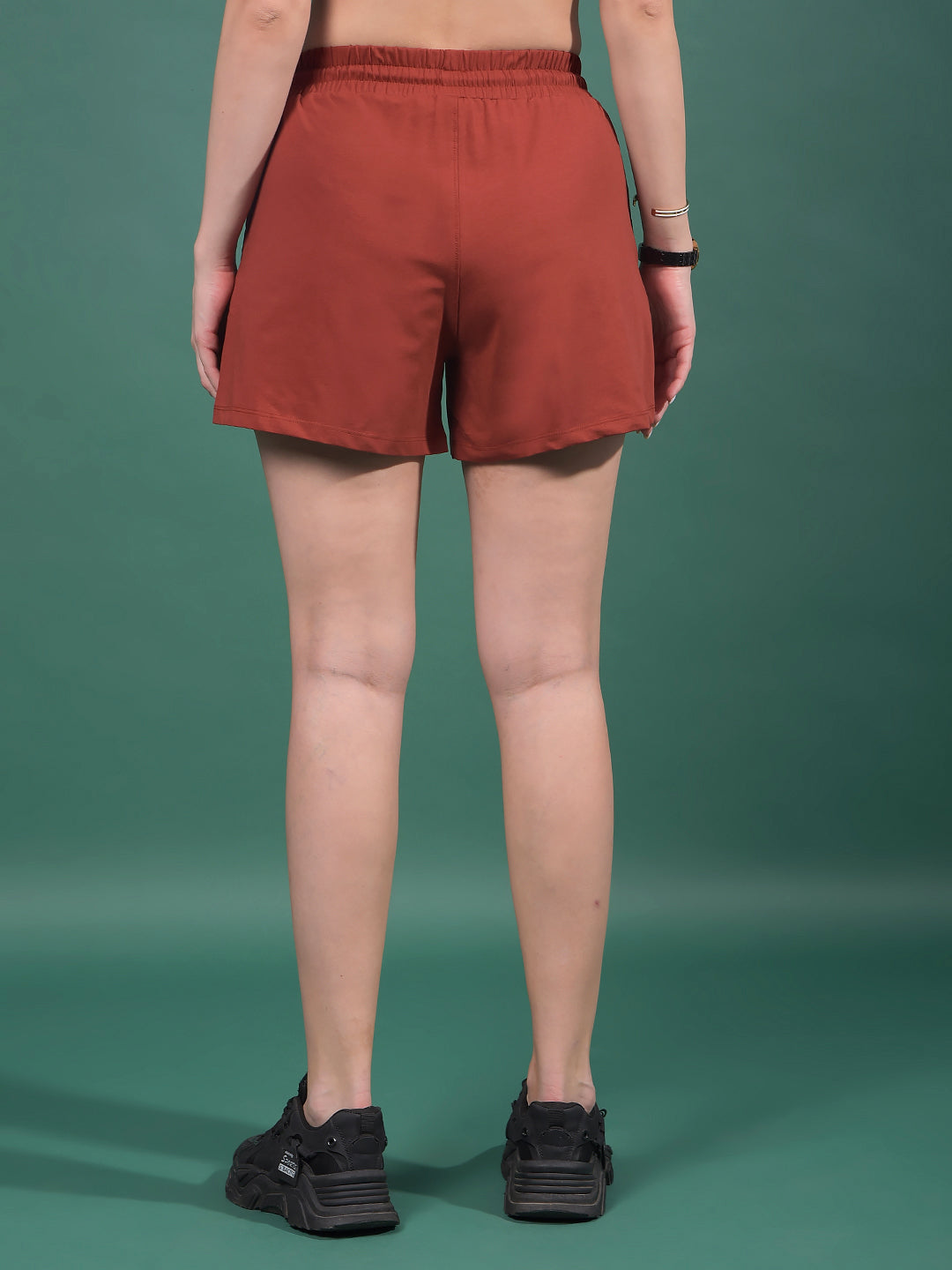 Maroon Typographic Print Shorts-Women Shorts-Crimsoune Club