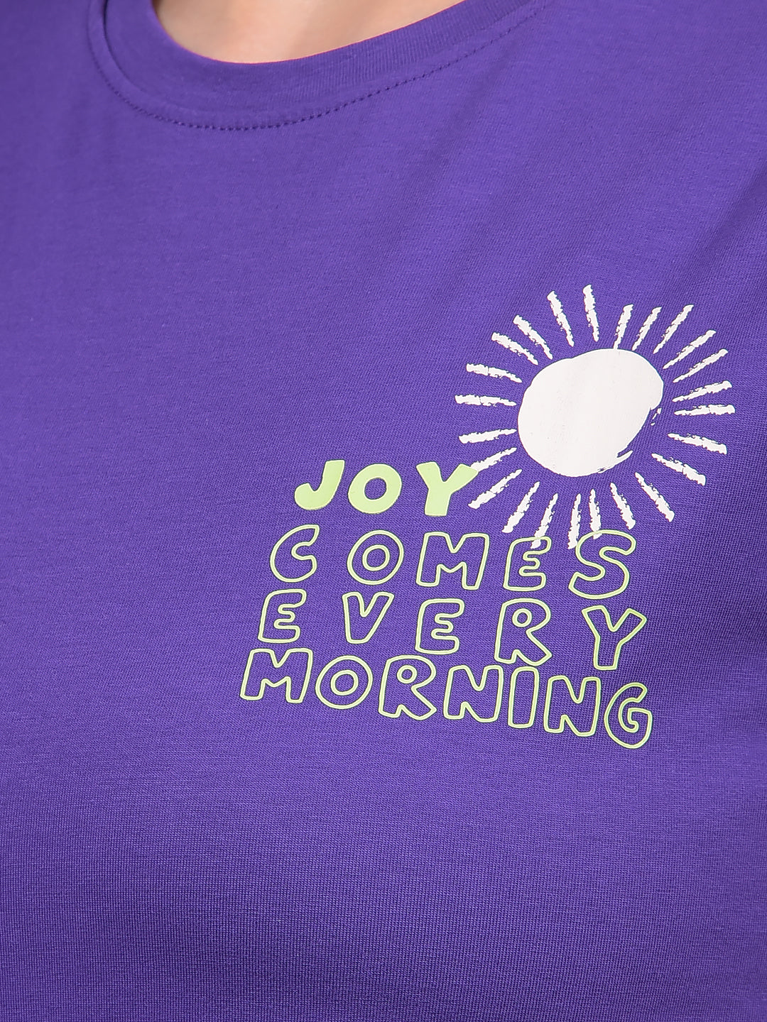 Purple Typographic Print T-Shirt-Women T-Shirts-Crimsoune Club