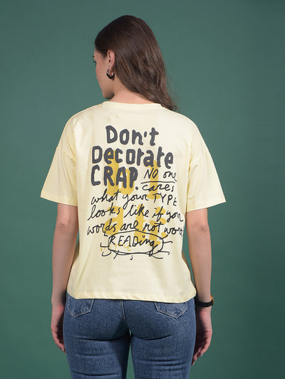 Yellow Graphic Print T-Shirt-Women T-Shirts-Crimsoune Club