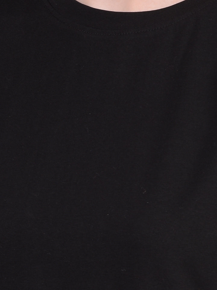 Women's Black Graphic Print T-Shirt-Women T-Shirts-Crimsoune Club