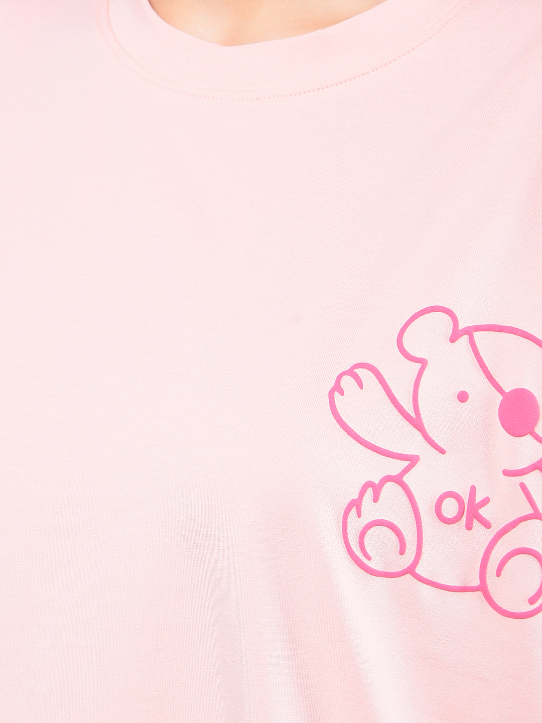 Pink Graphic Print T-Shirt-Women T-Shirts-Crimsoune Club