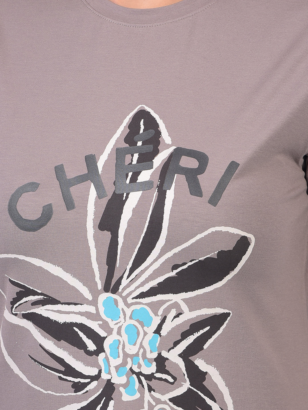 Women's Brown Graphic Print T-Shirt-Women T-Shirts-Crimsoune Club