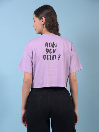 Women's Purple Graphic Print Crop Length T-Shirt-Women T-Shirts-Crimsoune Club