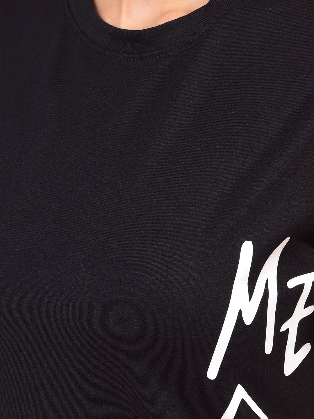 Black Graphic Print T-Shirt-Women T-Shirts-Crimsoune Club