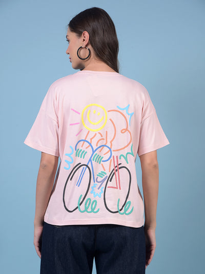 Women's Pink Typographic Print T-Shirt-Women T-Shirts-Crimsoune Club
