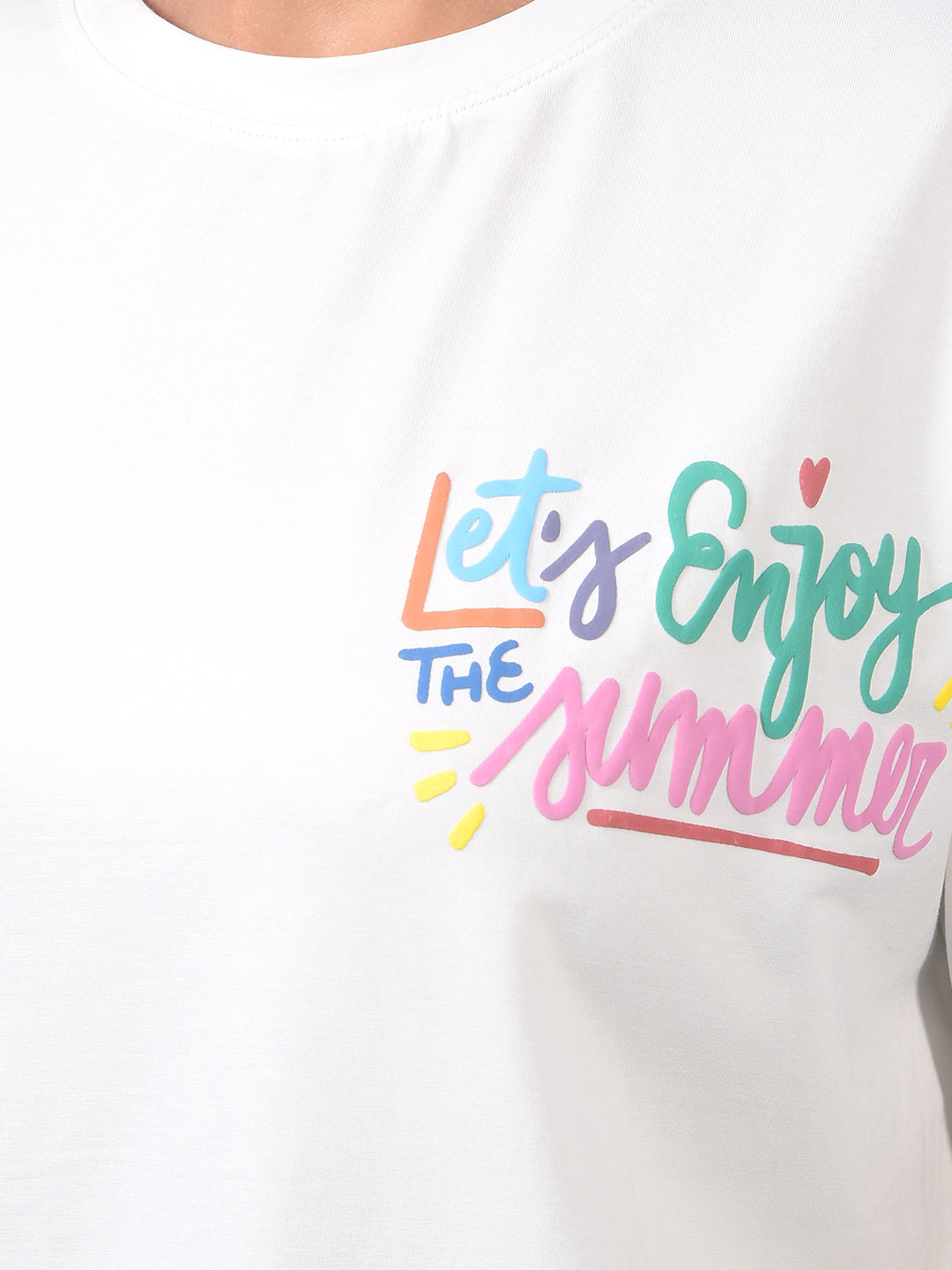 Women's White Typographic Print T-Shirt-Women T-Shirts-Crimsoune Club