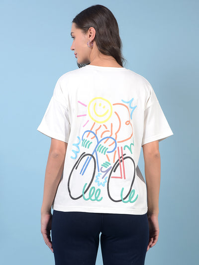 Women's White Typographic Print T-Shirt-Women T-Shirts-Crimsoune Club