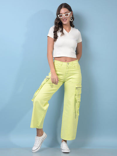Women's Off White Crop Length 100% Cotton V-Neck T-Shirt-Women T-Shirts-Crimsoune Club