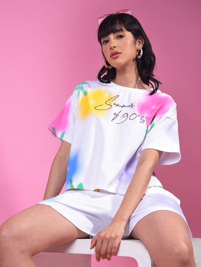 Multi-Color Graphic Print Crop T-Shirt-Women T-Shirts-Crimsoune Club