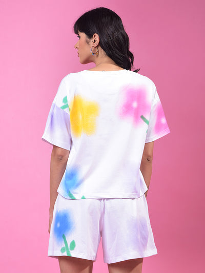 Multi-Color Graphic Print Crop T-Shirt-Women T-Shirts-Crimsoune Club