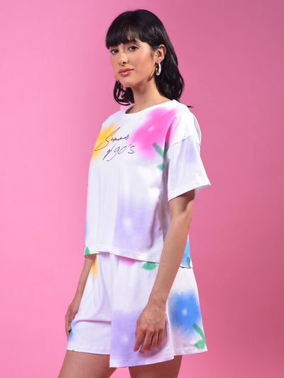 Multi-Color Graphic Print Crop T-Shirt-Women T-Shirts-Crimsoune Club