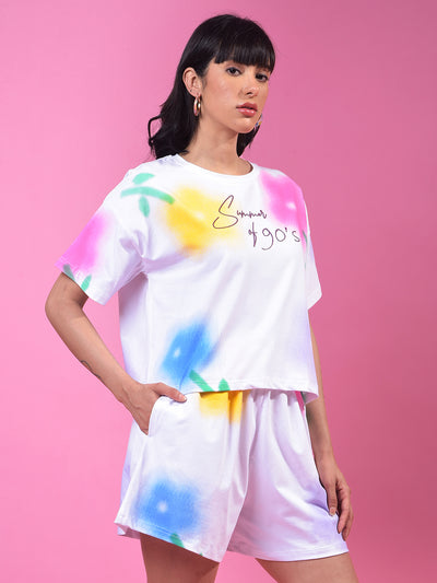 Multi-Color Graphic Print Crop T-Shirt-Women T-Shirts-Crimsoune Club