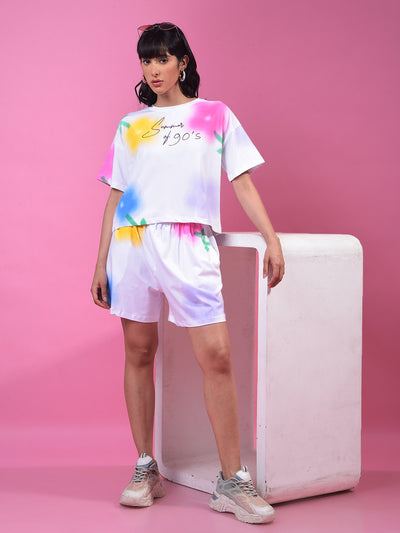 Multi-Color Graphic Print Crop T-Shirt-Women T-Shirts-Crimsoune Club