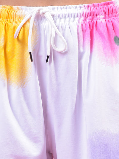 Multi-Color Graphic Print Shorts-Women Shorts-Crimsoune Club