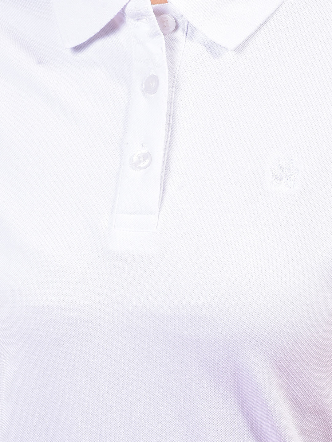 White Polo Neck T-Shirt-Women T-Shirts-Crimsoune Club