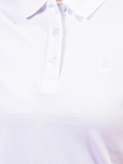 White Polo Neck T-Shirt-Women T-Shirts-Crimsoune Club