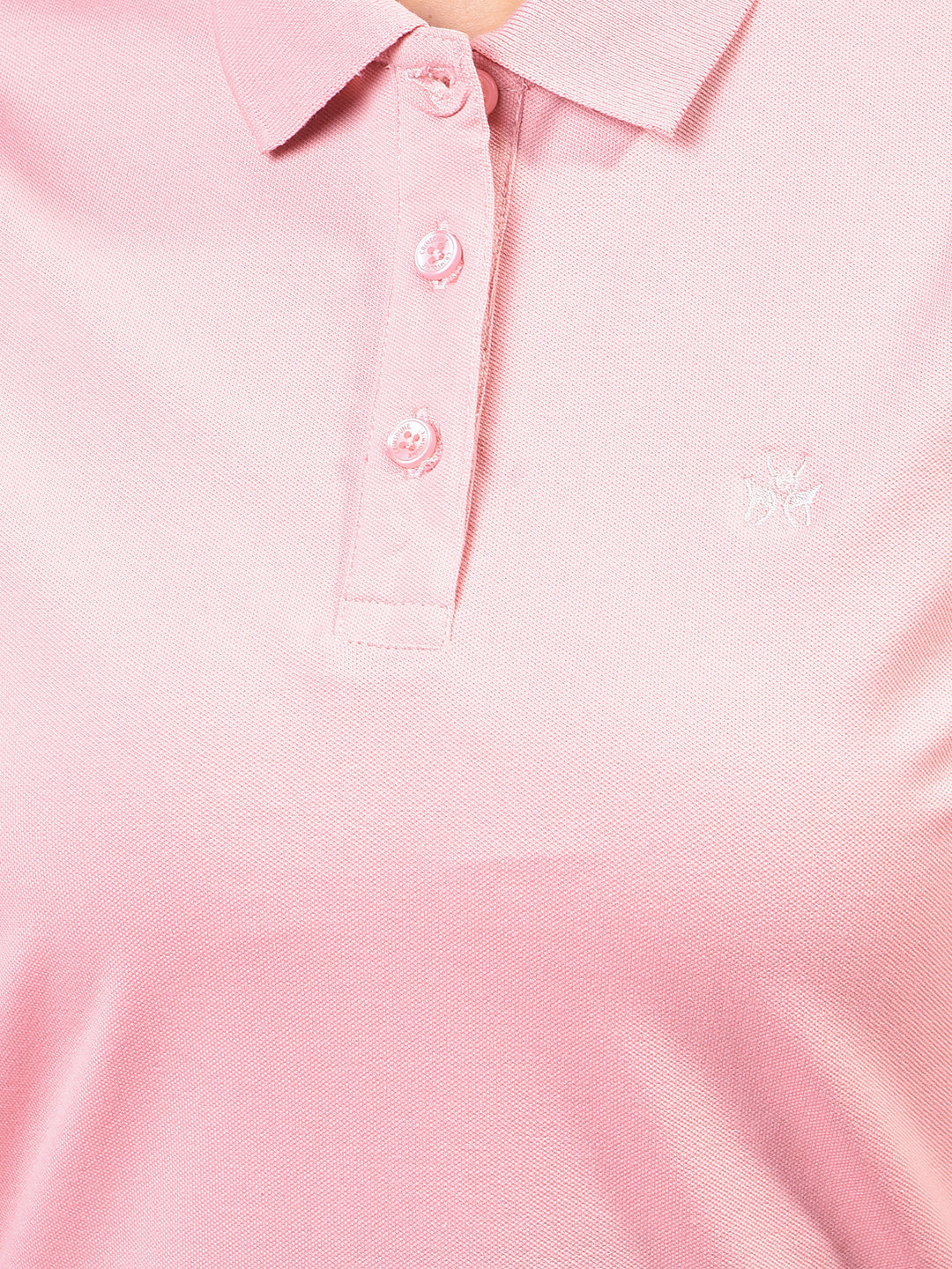Pink Polo Neck T-Shirt-Women T-Shirts-Crimsoune Club