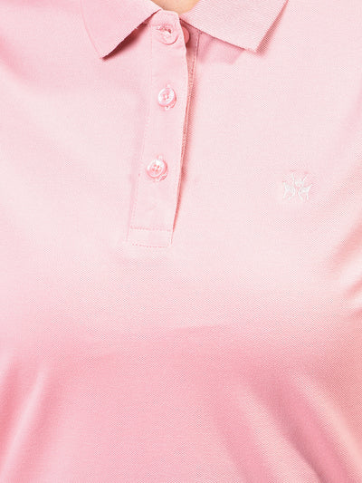Pink Polo Neck T-Shirt-Women T-Shirts-Crimsoune Club