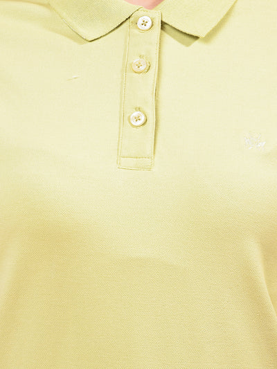 Green Polo Neck T-Shirt-Women T-Shirts-Crimsoune Club