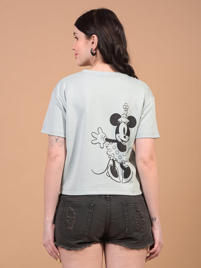 Women's Green Graphic Print Cropped T-Shirt-Women T-Shirts-Crimsoune Club