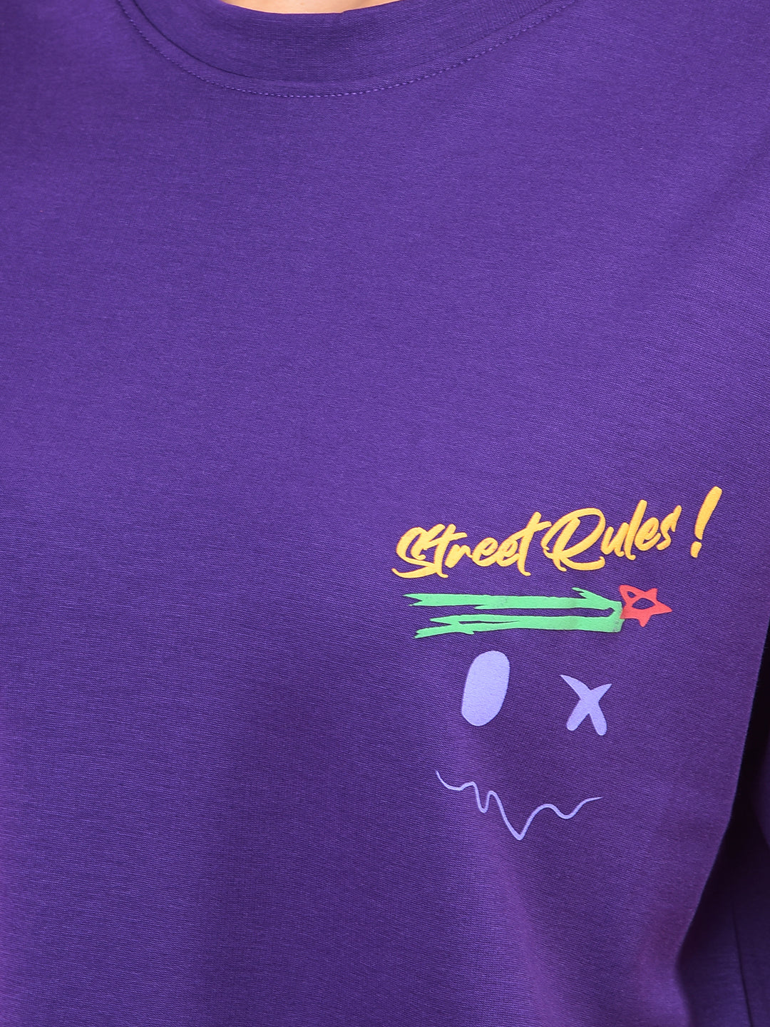 Purple Graphic Print Oversize T-Shirt-Women T-Shirts-Crimsoune Club