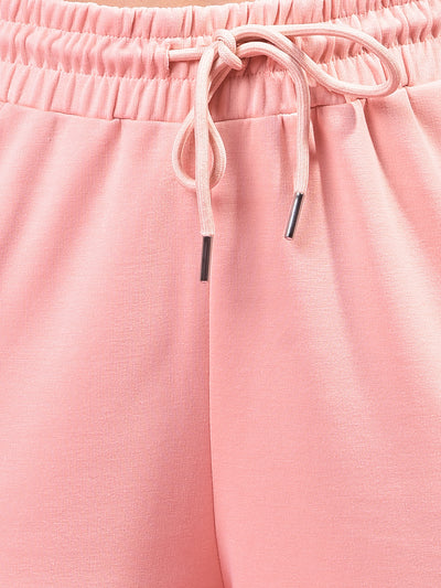 Peach Color-Blocked Cargo Trackpants-Women Trackpants-Crimsoune Club