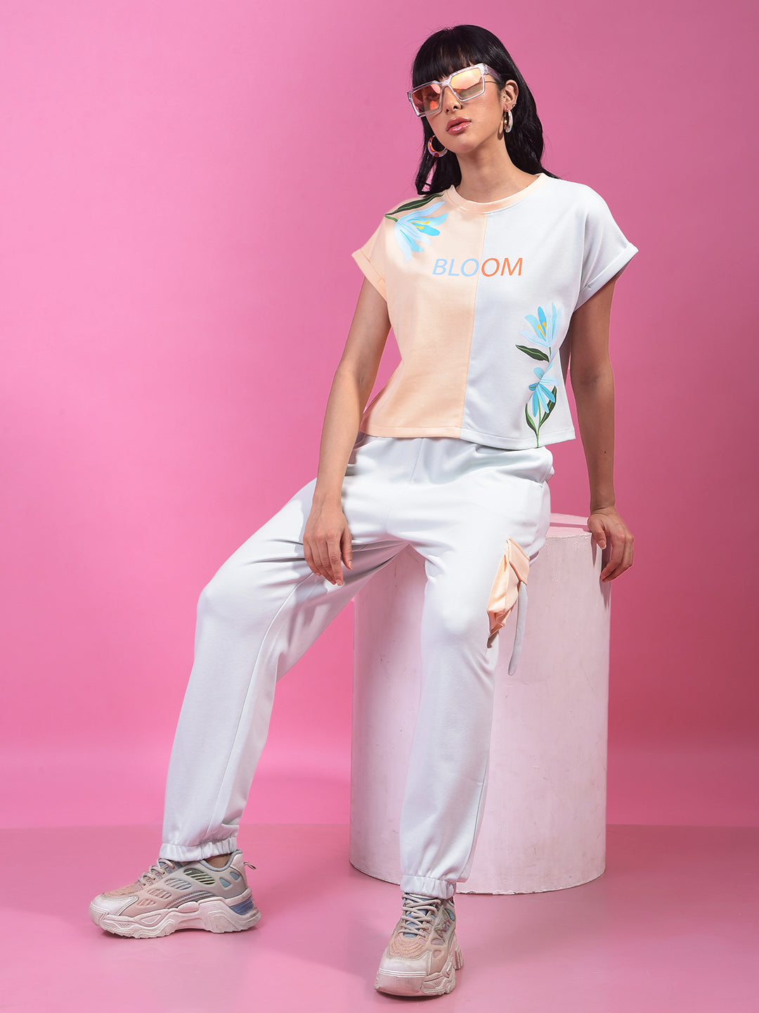 Blue Cargo Joggers-Women Joggers-Crimsoune Club