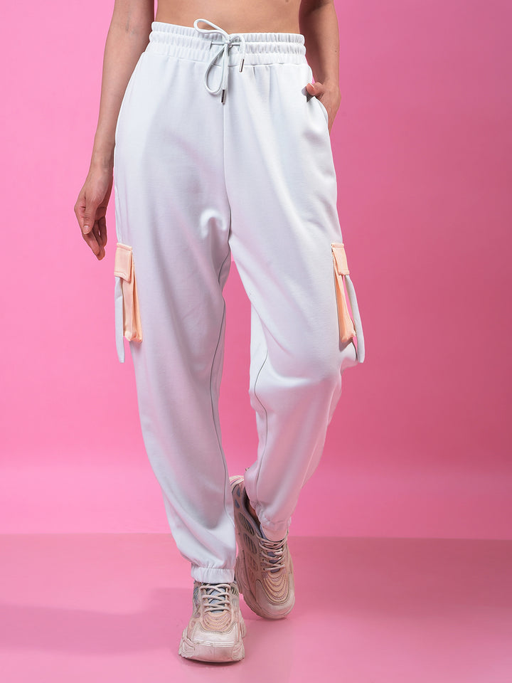 Blue Cargo Joggers-Women Joggers-Crimsoune Club