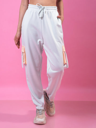 Blue Cargo Joggers-Women Joggers-Crimsoune Club