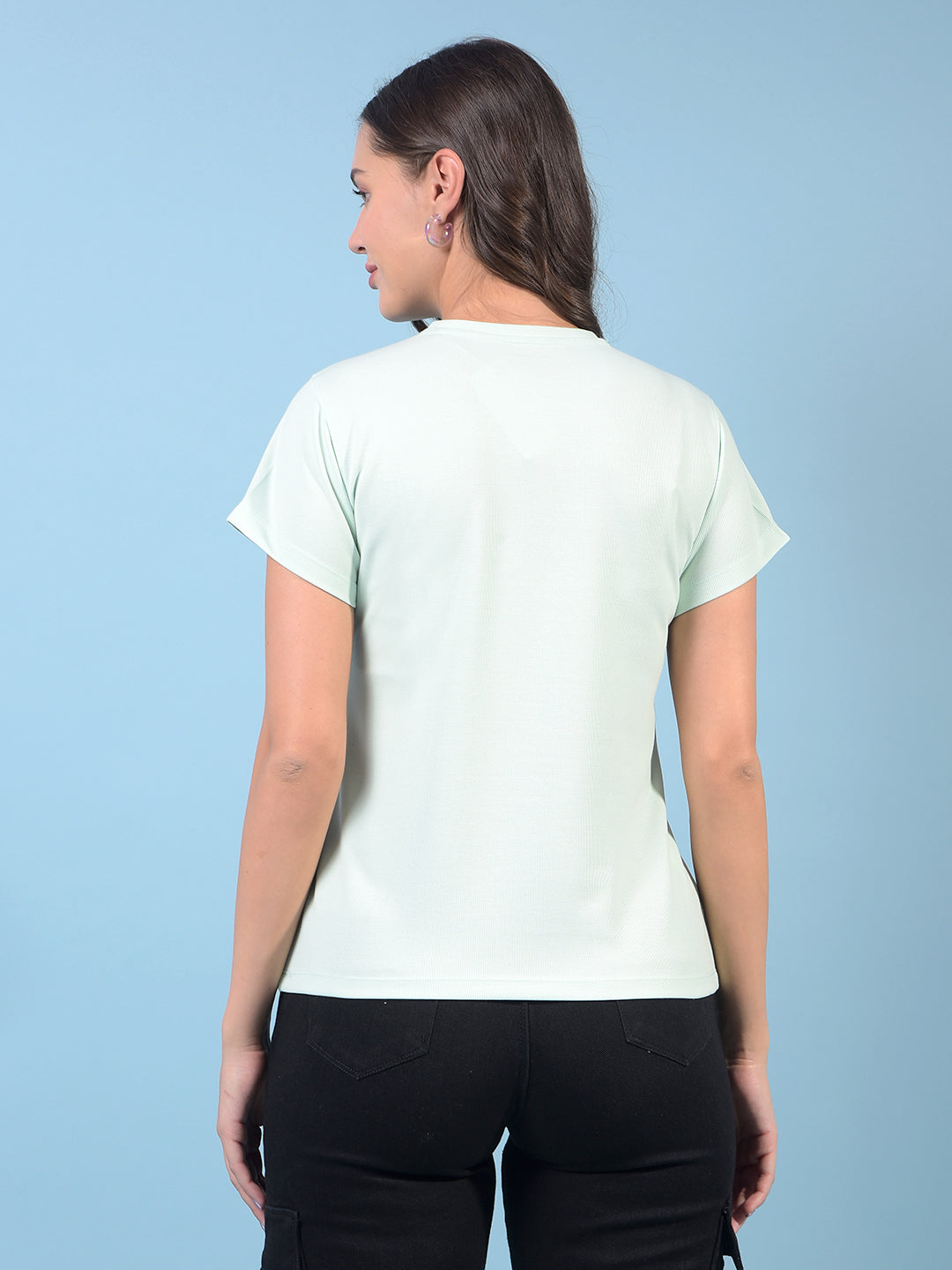 Women's Blue Graphic Print T-Shirt-Women T-Shirts-Crimsoune Club