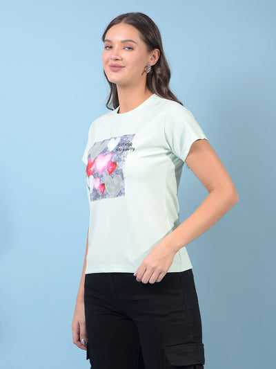 Women's Blue Graphic Print T-Shirt-Women T-Shirts-Crimsoune Club