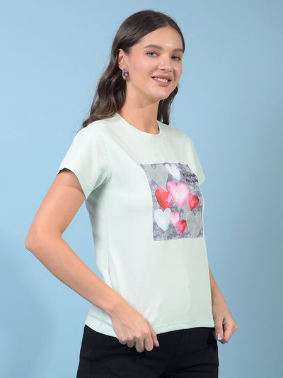 Women's Blue Graphic Print T-Shirt-Women T-Shirts-Crimsoune Club