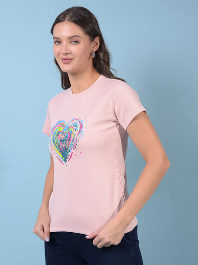 Women's Pink Embroidered T-Shirt-Women T-Shirts-Crimsoune Club