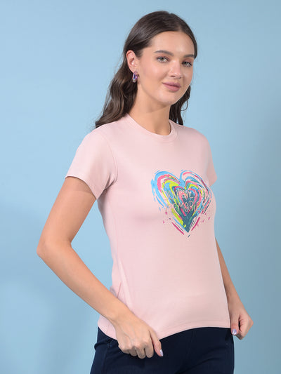 Women's Pink Embroidered T-Shirt-Women T-Shirts-Crimsoune Club