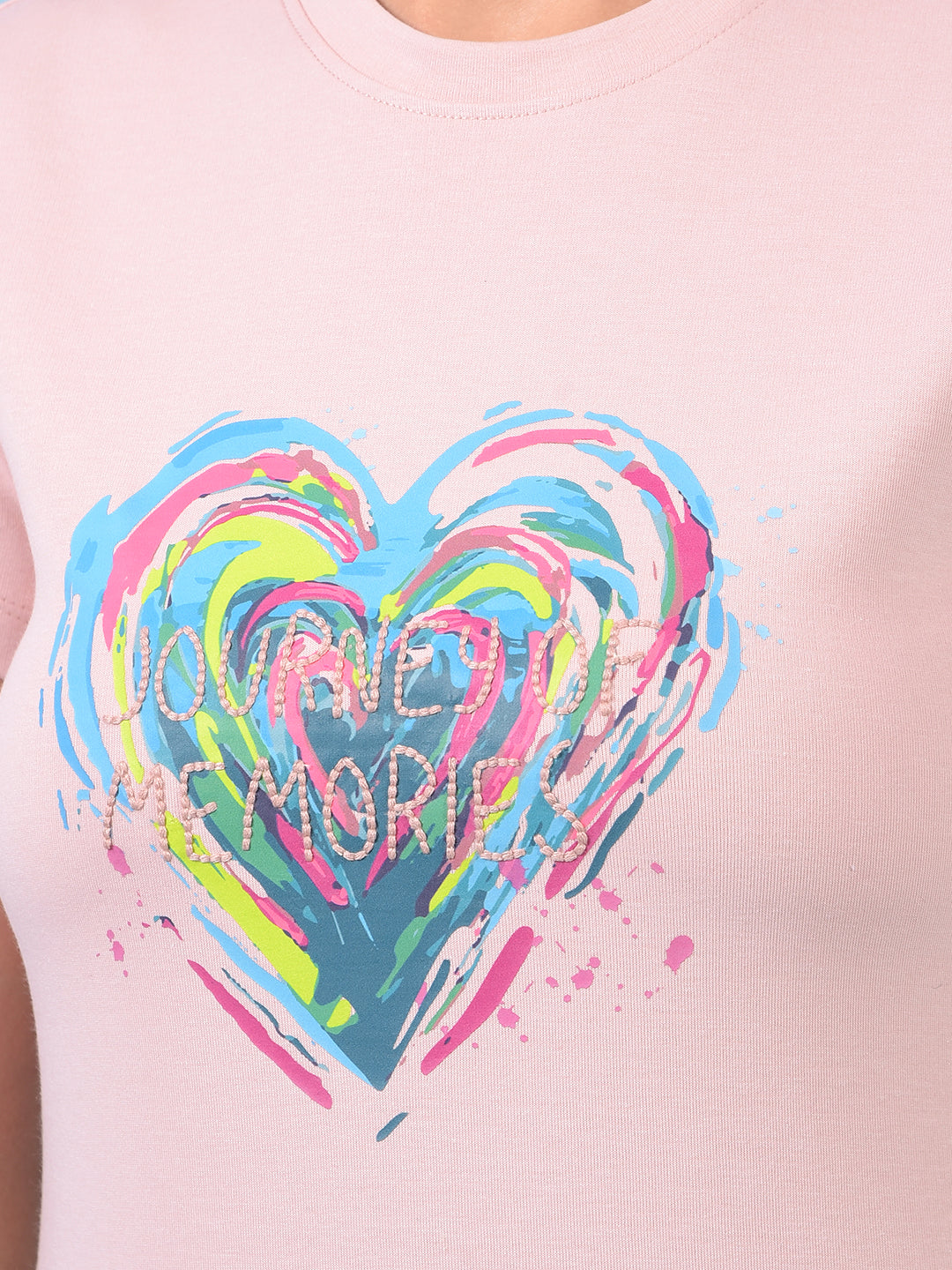 Women's Pink Embroidered T-Shirt-Women T-Shirts-Crimsoune Club
