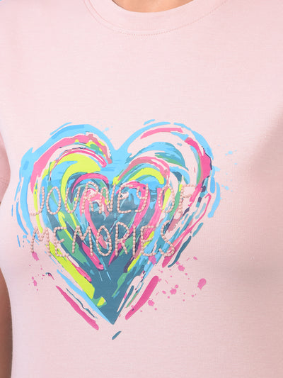 Women's Pink Embroidered T-Shirt-Women T-Shirts-Crimsoune Club