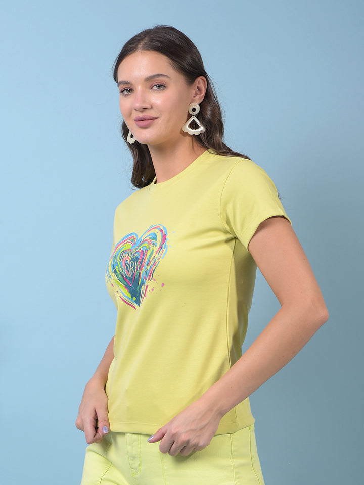 Women's Green Embroidered T-Shirt-Women T-Shirts-Crimsoune Club