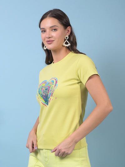 Women's Green Embroidered T-Shirt-Women T-Shirts-Crimsoune Club