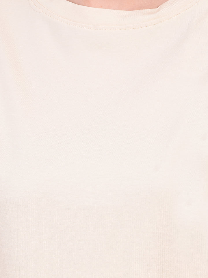 Women's Cream Graphic Print T-Shirt-Women T-Shirts-Crimsoune Club
