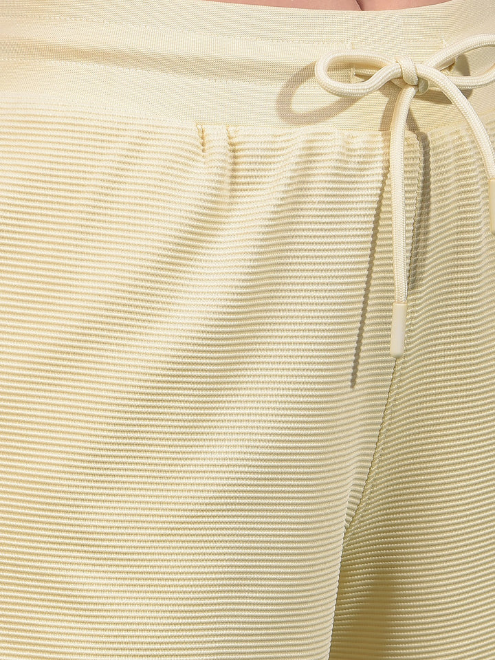 Cream Jacquard Shorts-Women Shorts-Crimsoune Club