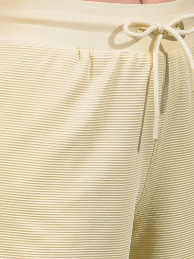 Cream Jacquard Shorts-Women Shorts-Crimsoune Club