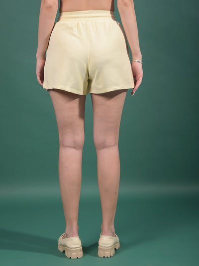 Cream Jacquard Shorts-Women Shorts-Crimsoune Club