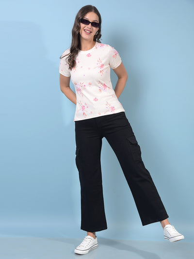 Women's Yellow Floral Print Top-Women Tops-Crimsoune Club