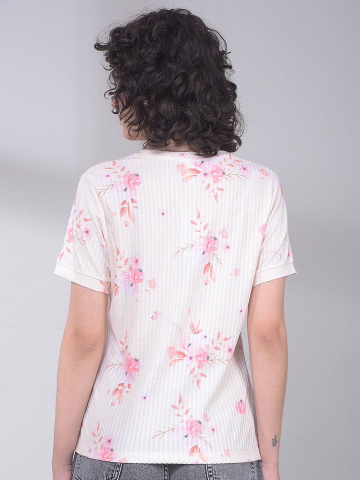 Yellow Floral Print Top-Women Tops-Crimsoune Club