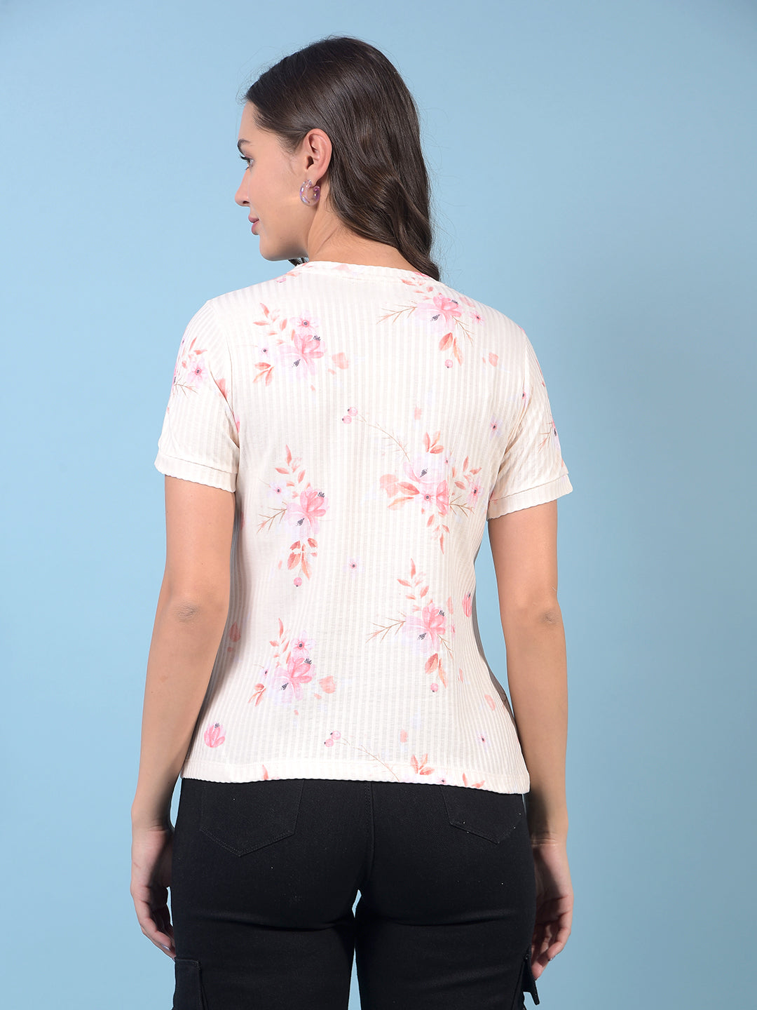 Women's Yellow Floral Print Top-Women Tops-Crimsoune Club