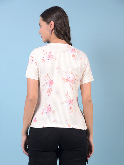 Women's Yellow Floral Print Top-Women Tops-Crimsoune Club